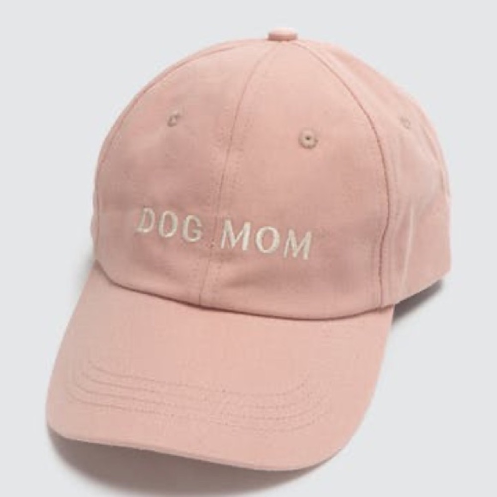Dog Mom Embroidered Baseball Cap - Pink